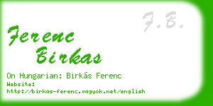 ferenc birkas business card
